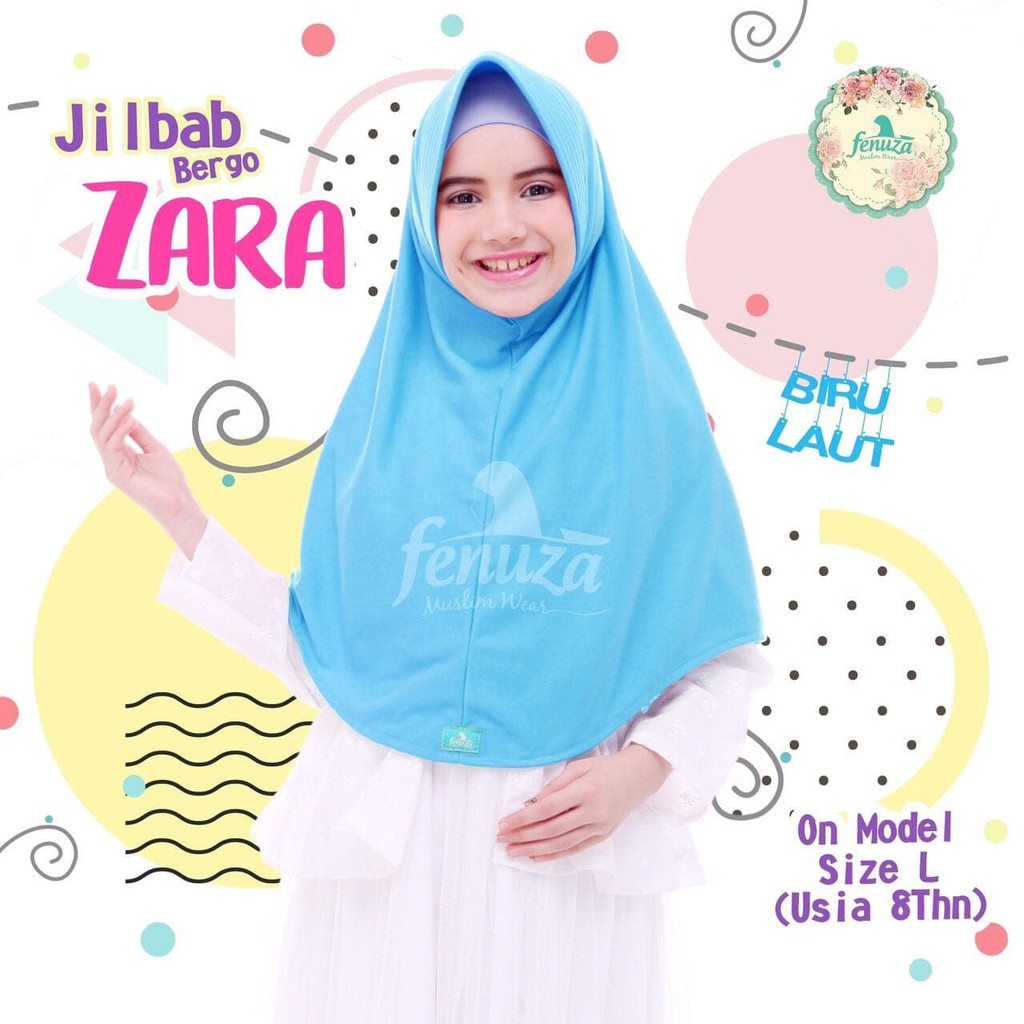 TOP BEST SELLER Fenuza Jilbab Bergo Zara Biru Laut - hijab kerudung khimar jilbab