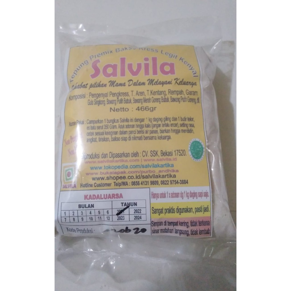 

TEPUNG PREMIX BAKSO SIAP PAKAI SALVILA KENYAL KRESS SEDANG