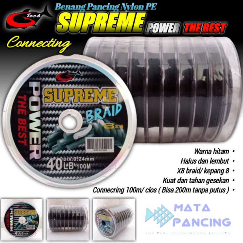 Benang pancing hyper PE gtech supreme 100m connecting 8 braid