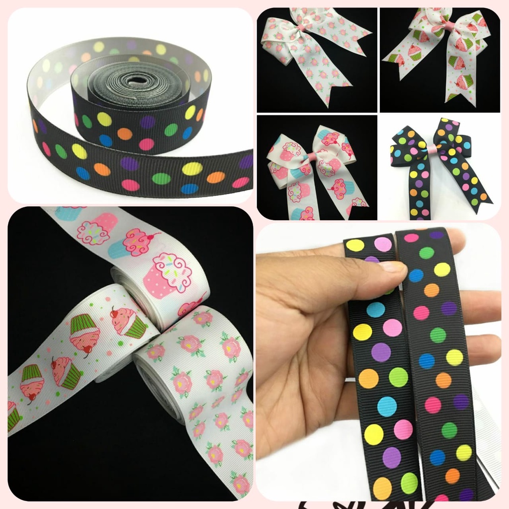 5 YARD - PITA KADO HAMPERS | GROSGRAIN MOTIF POLKADOT | BUNGA | CUP CAKE