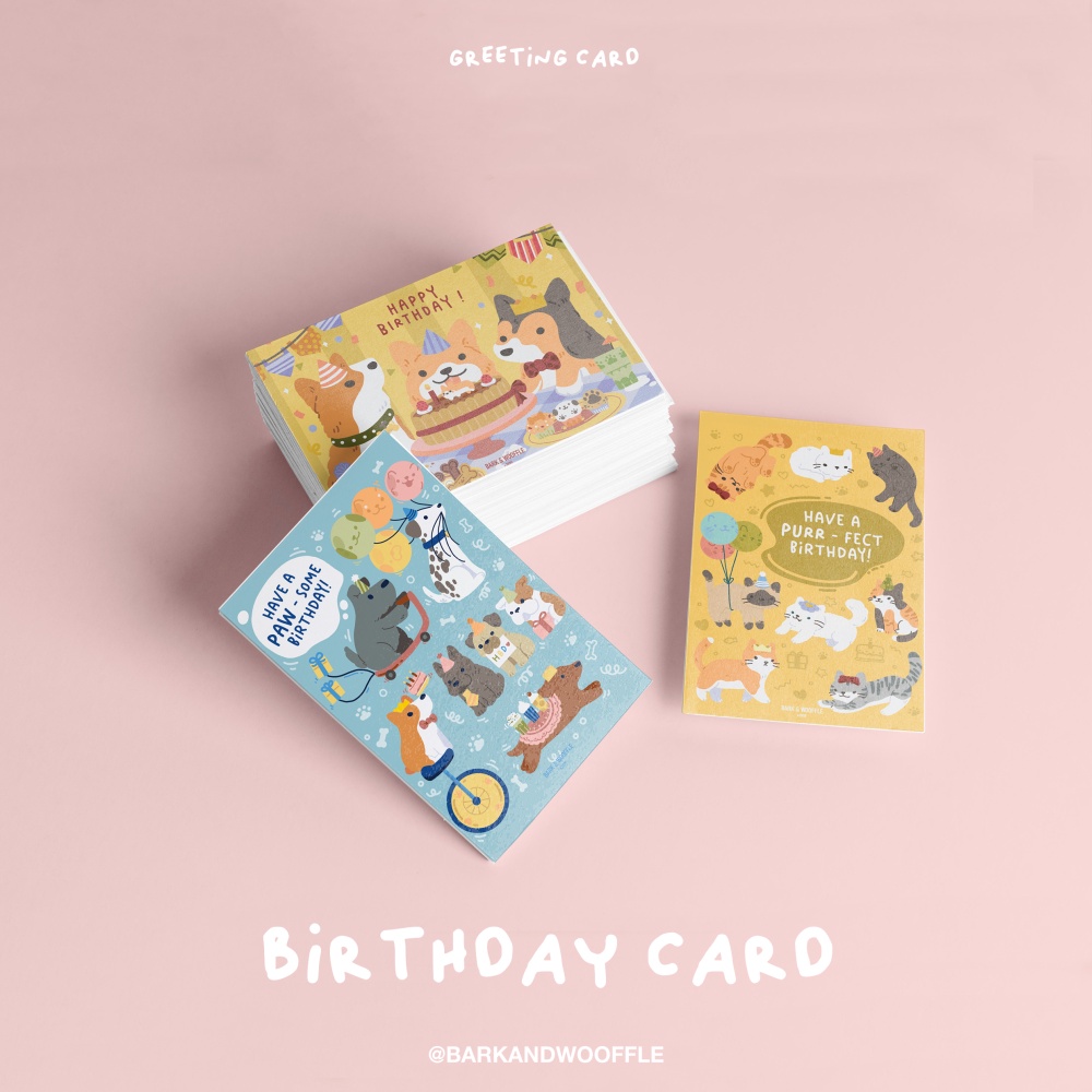 

BARK AND WOOFFLE Birthday Greeting Card / Kartu Ucapan