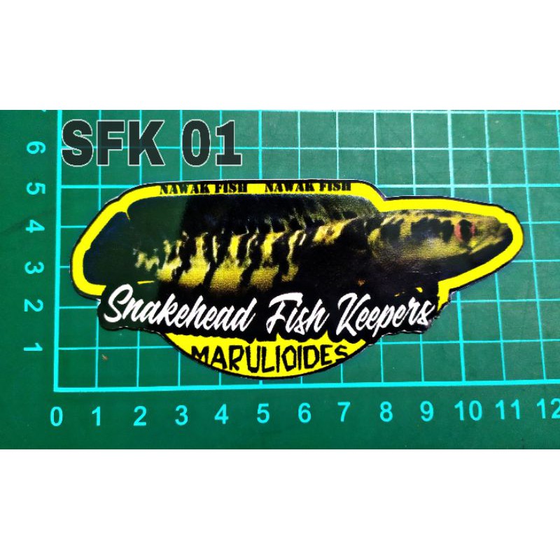 STIKER AQUARIUM UKURAN KECIL IKAN PREDATOR ANTI AIR 10-12cm