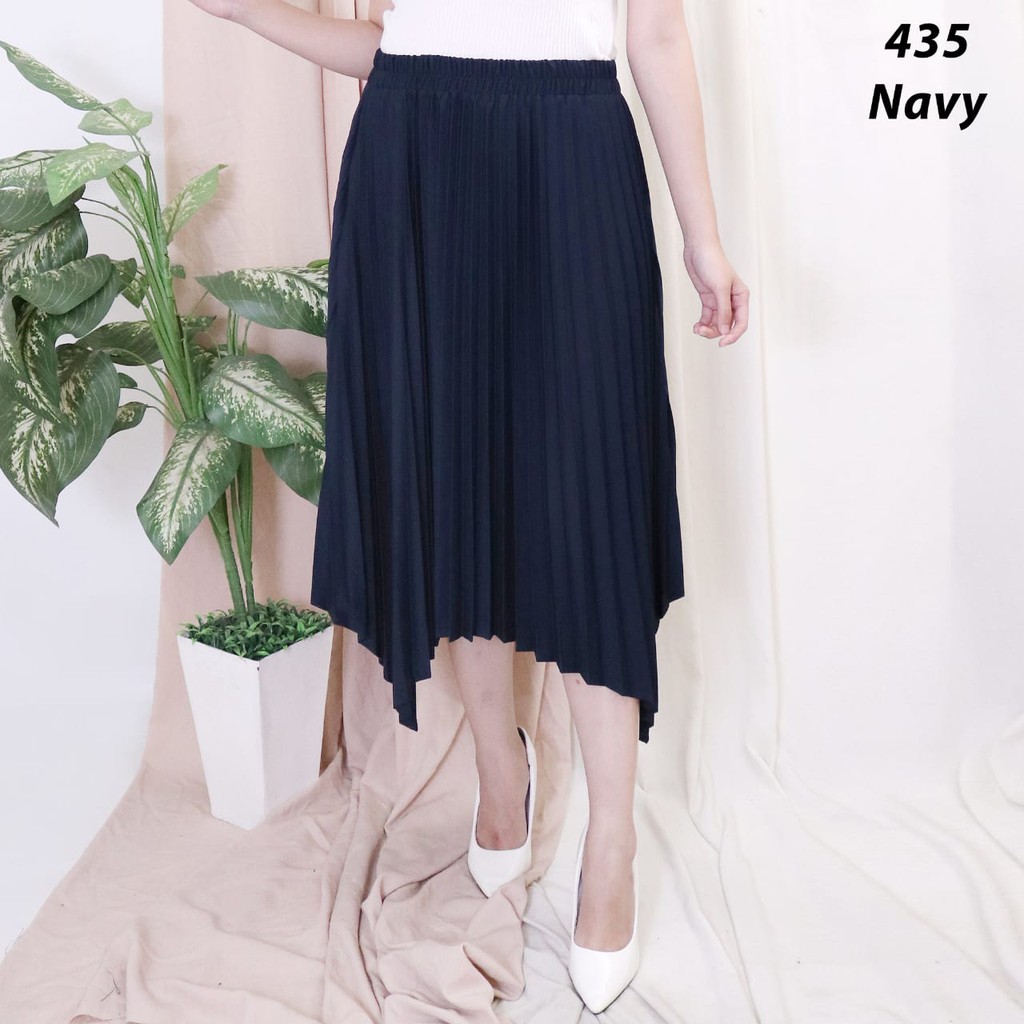 ROK PLISKET MURAH 435 LUVALINE PRISKET PANJANG PLEATED SKIRT FLARE SKIRT MAYUNG FLOWY REMPEL