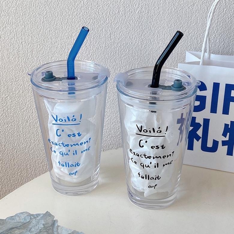 GELAS MUG KACA / GELAS TUMBLER DENGAN SEDOTAN / GELAS AESTHETIC TERLARISS...,,,,,