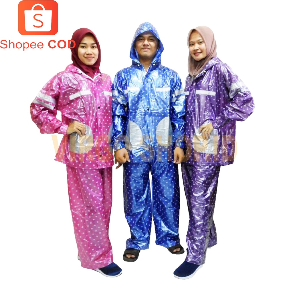 Jas Hujan Dolphin Blue 985 Top Polkadot Setelan Dewasa / Jas Hujan Dewasa / Jas Hujan Polkadot / Jas