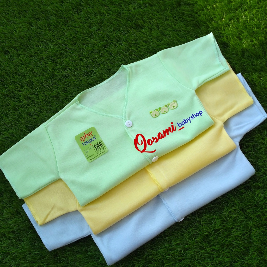 DOLPHIN 3 pcs Baju Kancing Pendek Bayi Polos Newborn SNI