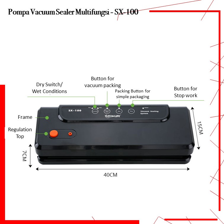 Pompa Vacuum Sealer Serbaguna Vacuum Sealer Fresh Multifungsi SX-100