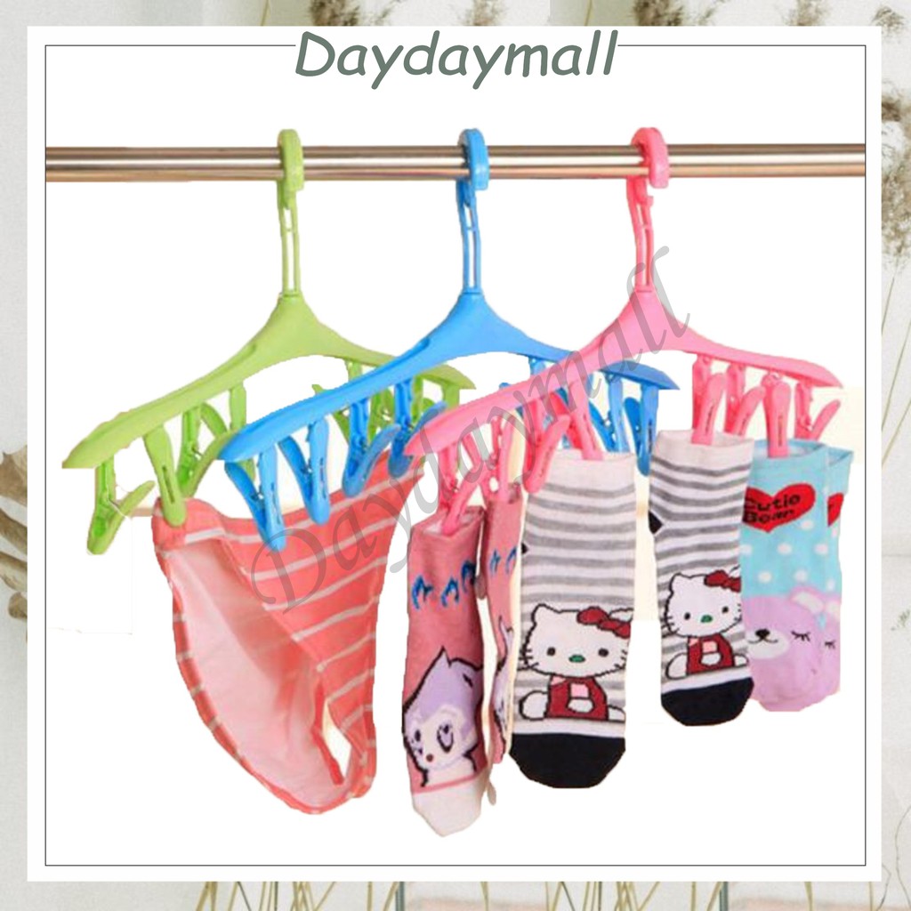 DD120 (1KG=15PCS) 8 In 1 Hanger Serbaguna Jepitan Kaos Kaki Jemuran Baju Multifungsi