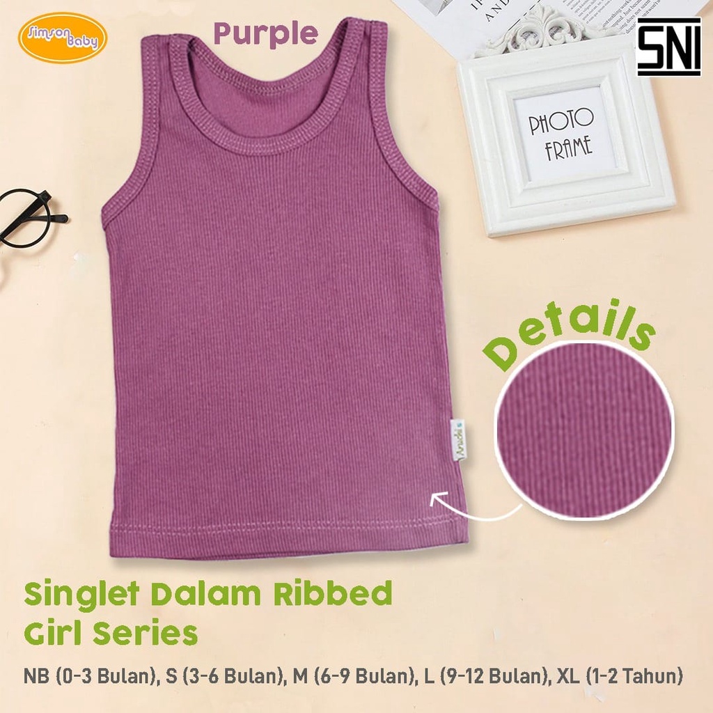 Simson Baby Singlet Rib Warna 1pcs Boy &amp; Girl