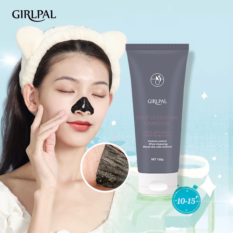 GIRLPAL 2PC/Set Centella Asiatica Peeling Gel &amp; Charcoal Peel Off Mask Blackhead Cleaner Facial Glowing Skin Care 100g