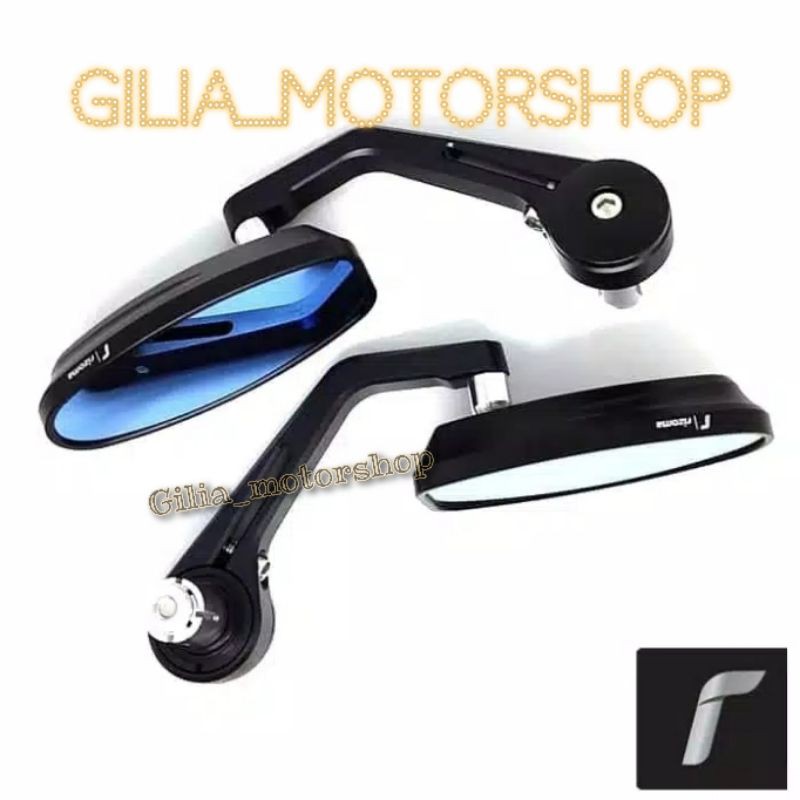 Spion Rizoma Original Reverse Retro Mirror Blue Spion Bar End Oval Full Cnc Universal Motor Nmax PCX Vespa Vario dll