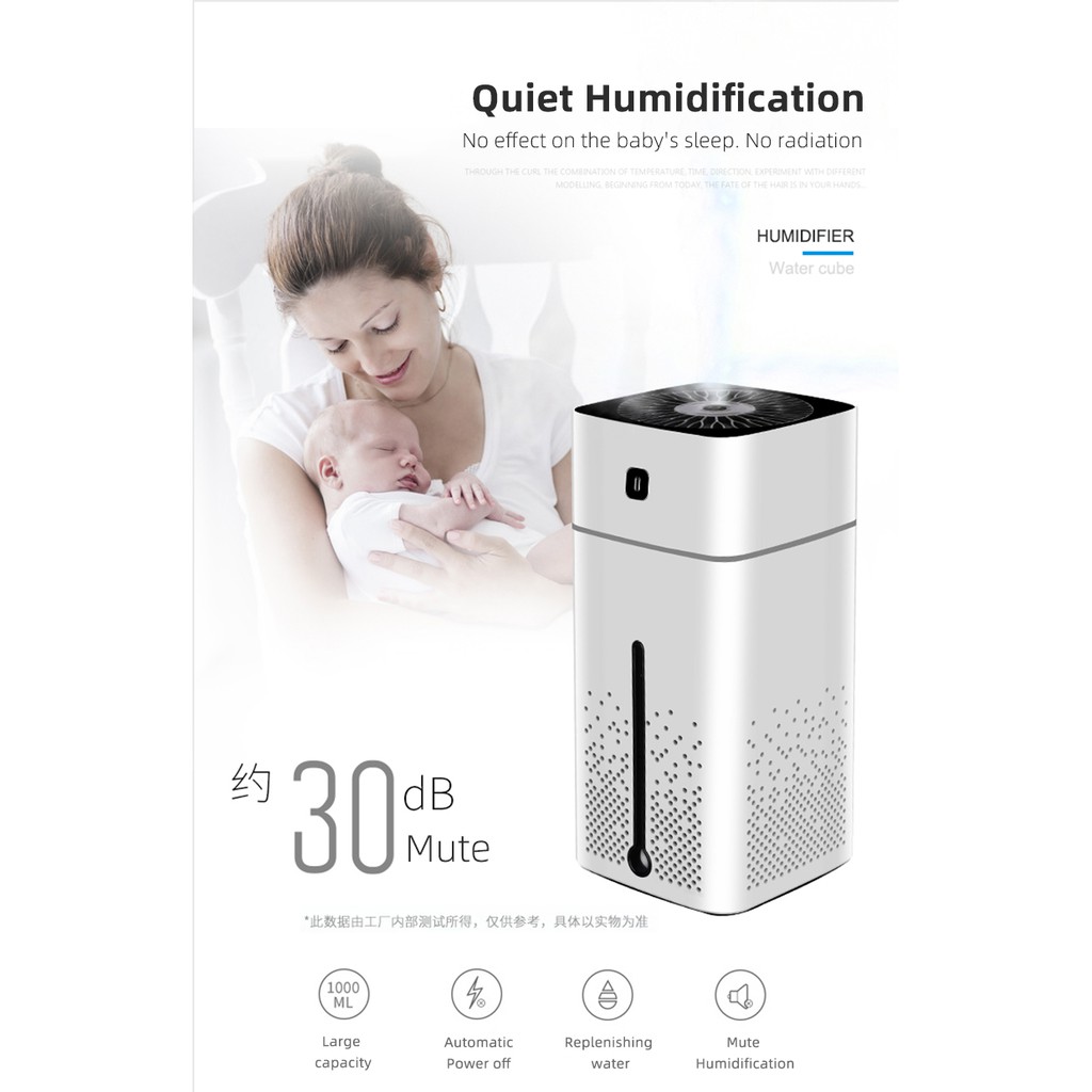 1000ml Humidifier Diffuser Air Purifier USB Atomizer Ultrasonik Kapasitas Penjernih Udara Aroma