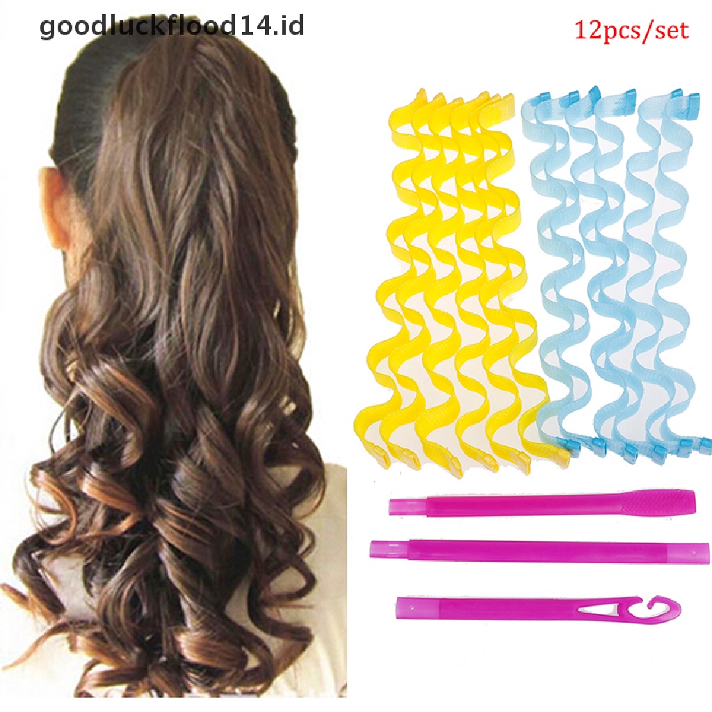 [OOID] 12Pcs Portable Magic Long Hair Curlers Curl Maker Rollers Spiral Leverage Former ID