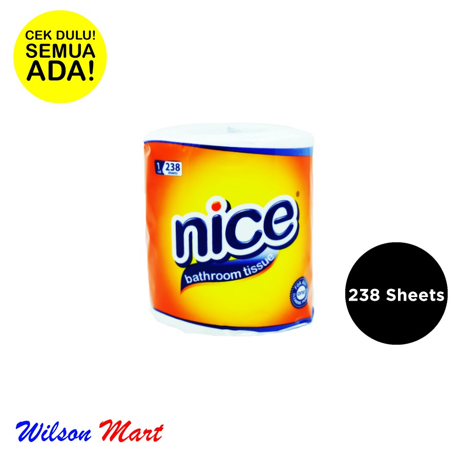 NICE BATHROOM TISSUE TISU KAMAR MANDI TOILET 1 ROLLS 238 LEMBAR