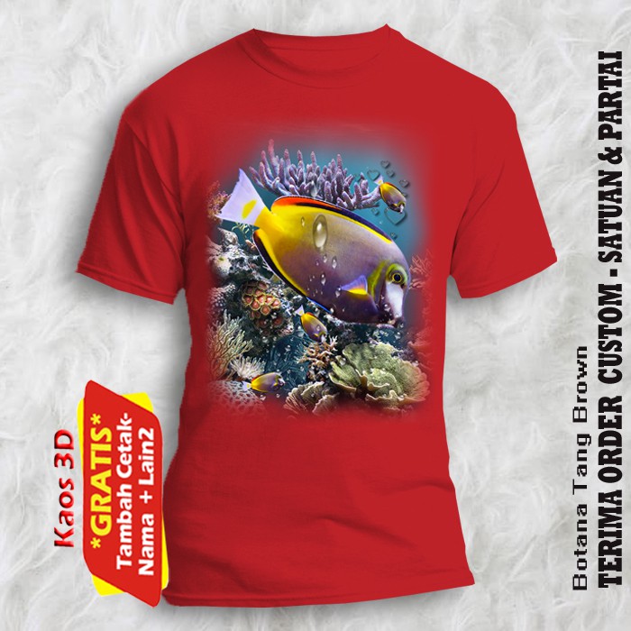 Fashion sea Botana Tang Brown / kaos ikan hias laut Botana Tang Brown ukuran anak dan dewasa unisex