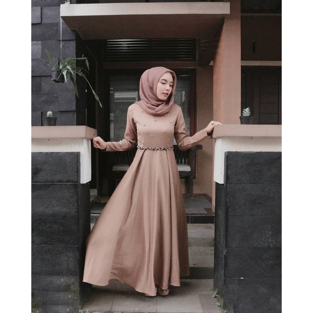 Naswa Dress Kondangan  Mosscrepe mix Mutiara Shopee Indonesia