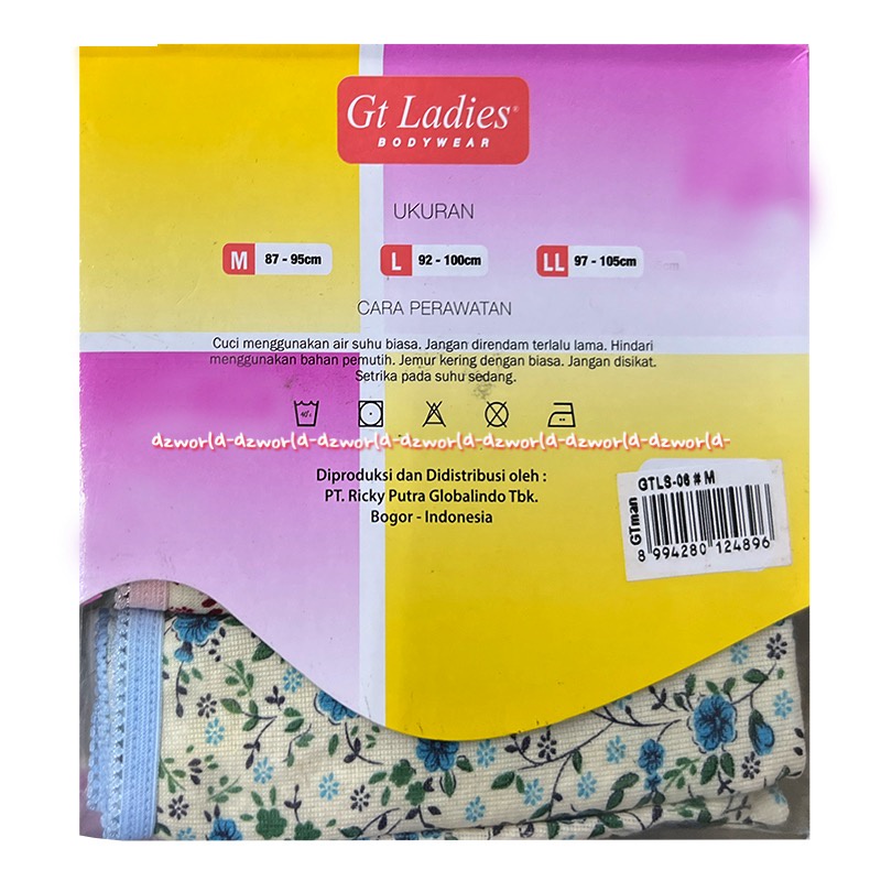 Gt Ladies 3pcs Hip Hugger Ladies Mini Celana Dalam Katun Motif Bunga GTLS-06 Gt Men Ladies Cotton Panties Flower