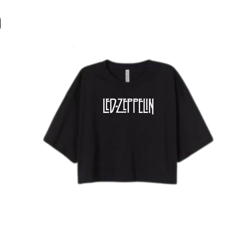 CROP TEE LED ZEPPELIN | KAOS CROP TOP BAND ROCK VINTAGE OVERSIZE H&M HITAM WANITA | CROPTEE WOMAN