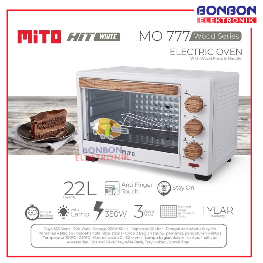 MITO MO 777 Oven Listrik 20 Liter (Wood Series) HIT 350W / MO777 20L