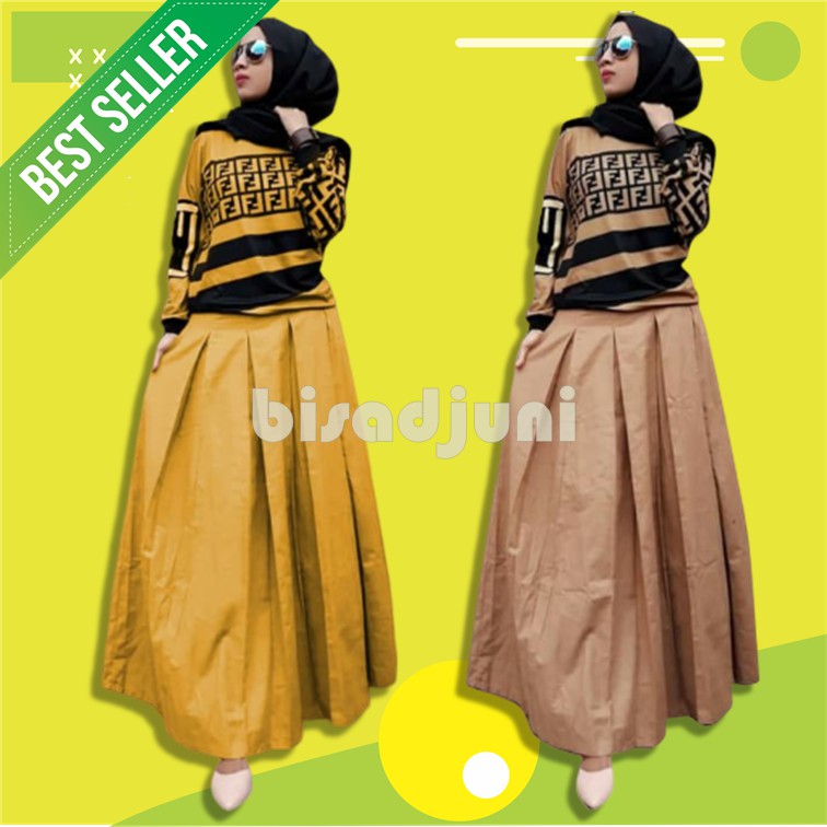 BAJU CEWEK WANITA SENAM GYM FITNESS JOGGING RUNNING OLAHRAGA STELAN CLN FENDI FENDY ROK HIJAB SYARI