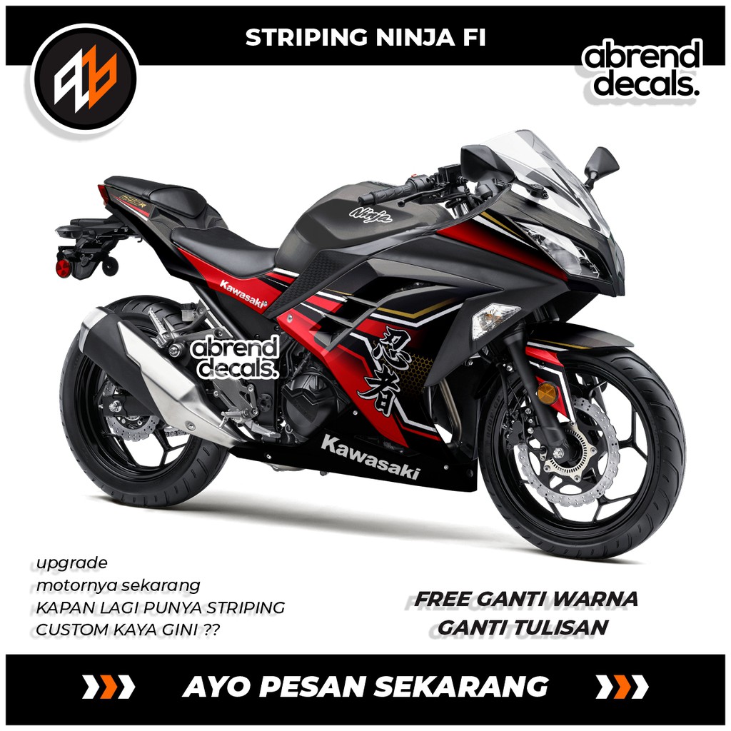 STRIPING NINJA FI GRAFIS KANJI / STIKER NINJA 250 FI / ACCESORIES STICKER BODY MOTOR NINJA S250 FI