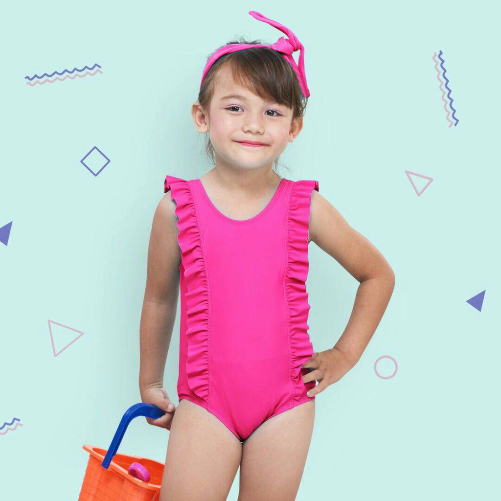 Lee Vierra - Kids Swimwear Ruffle Border PINK