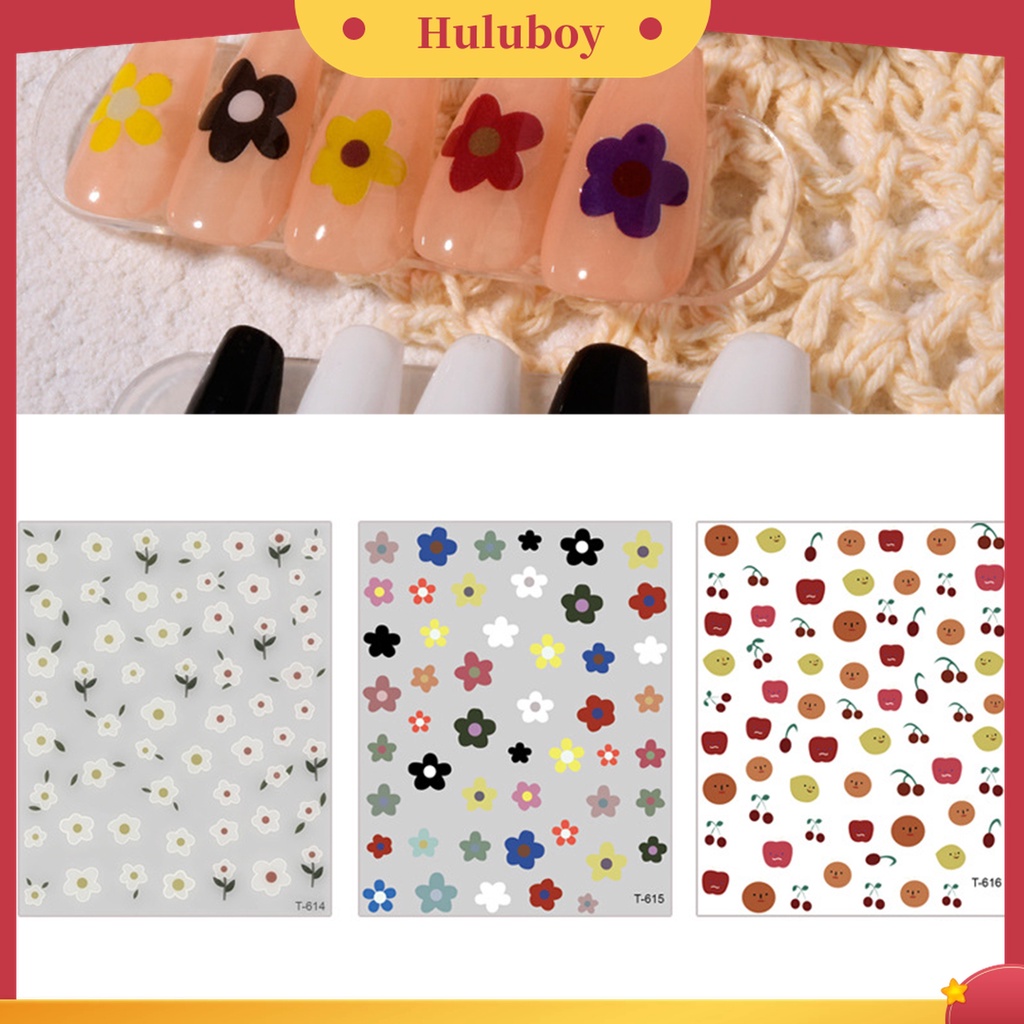 Huluboy Huluboy♡ 6pcs Stiker Kuku Motif Bunga Natal Untuk Pemula