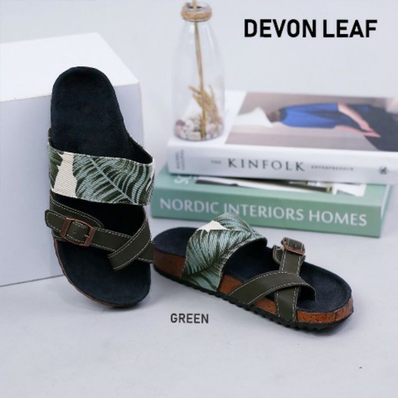 SANDAL WANITA DEVON LEAF SANDAL WANITA NYAMAN SANDAL MOTIF SANDAL SLOP WANITA SANDAL WANITA HIJAU SA
