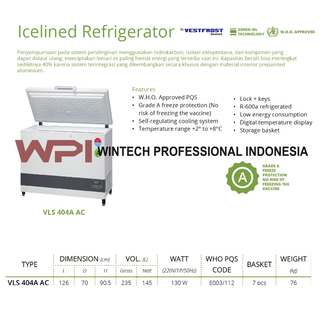GEA VESTFROST VLS 404A AC Vaccine Cooler - Kulkas Penyimpanan Vaksin