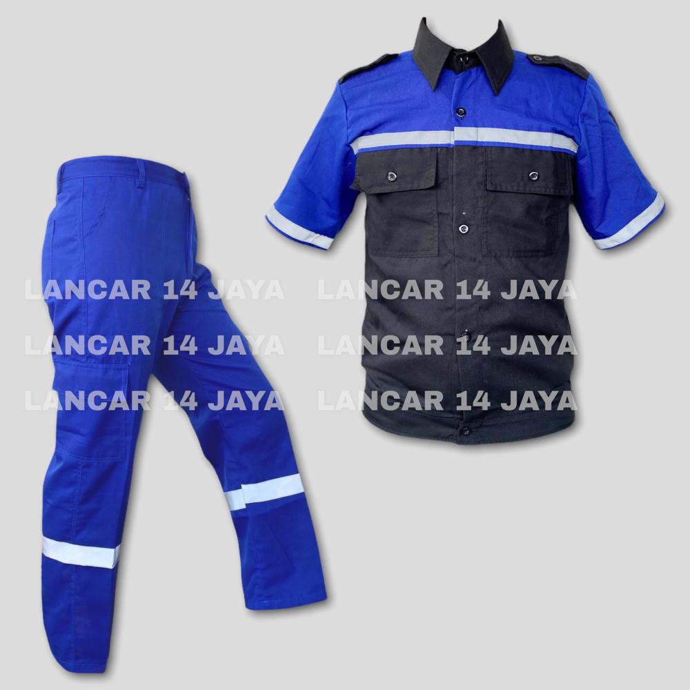 Setelan Kemeja Pendek Kombinasi Baju Safety Lengan Pendek Katelpak Wearpack Atasan Safety Kombinasi 2 Warna Kemeja two tone Kemeja dan Celana Safety