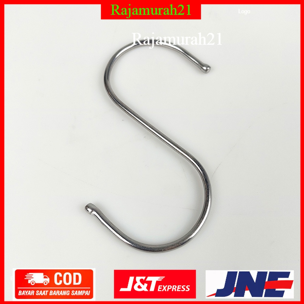 Hanger Gantungan S Type Hook Stainless Steel 12 CM 10 PCS - 7RHZNJSV - Silver