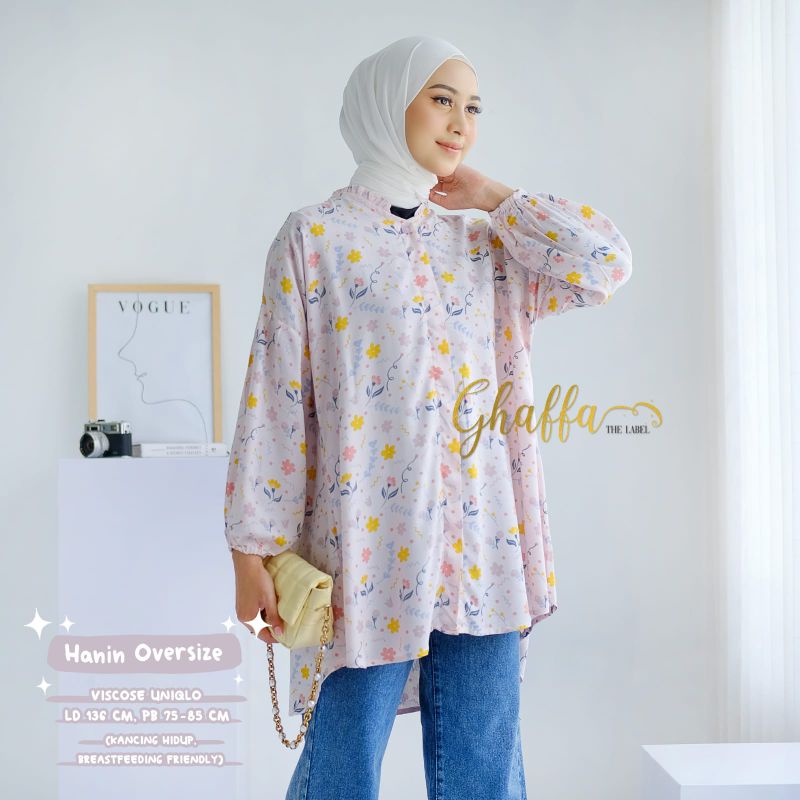 HANIN OVERSIZE BY GHAFFA THE LABEL (BLOUSE MOTIF) Blouse muslimah rekomeded