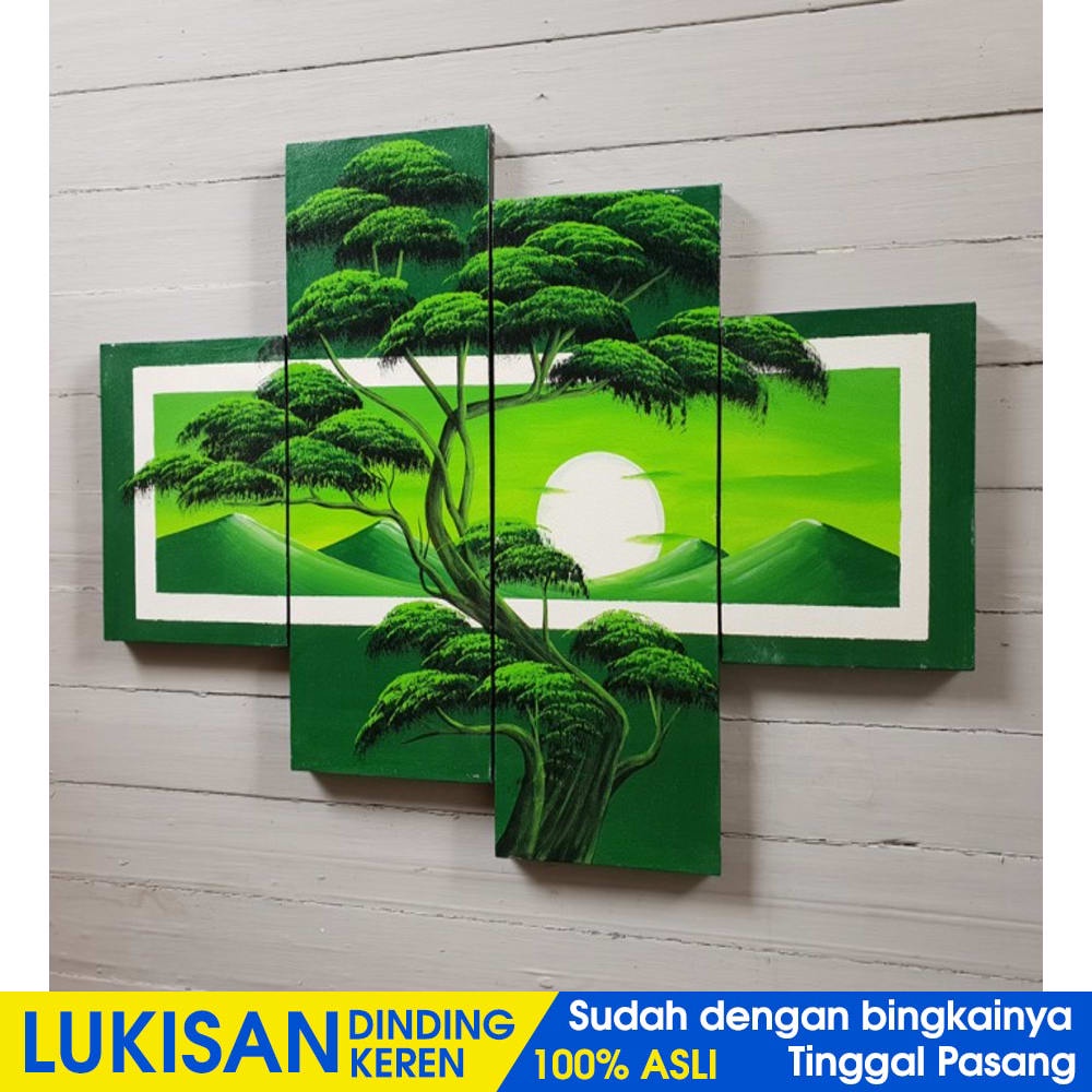 LUKISAN PEMANDANGAN ALAM HIJAU - DEKORASI DINDING RUMAH (BISA COD) LUKISAN WAYANG KULIT PANDAWA LIMA