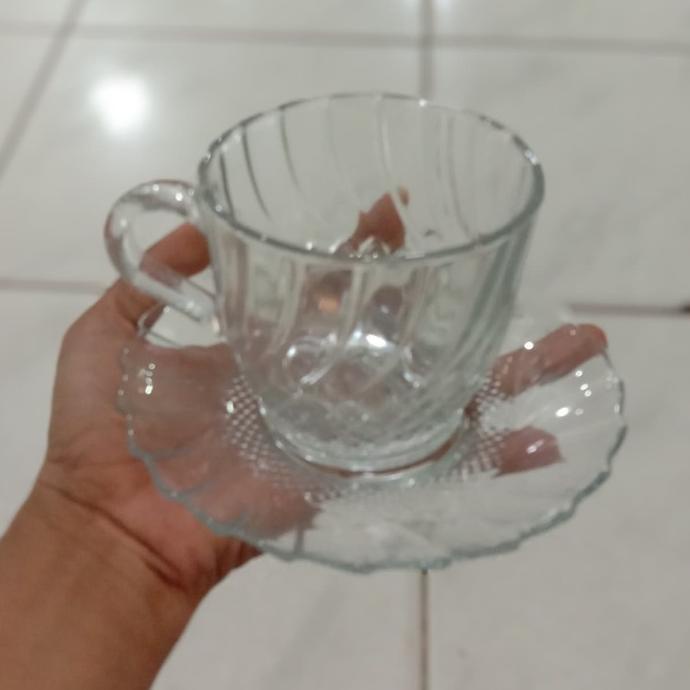 Termantab] GELAS SET KACA BENING MOTIF LEPEK TAKAKAN CANGKIR MUG MURAH