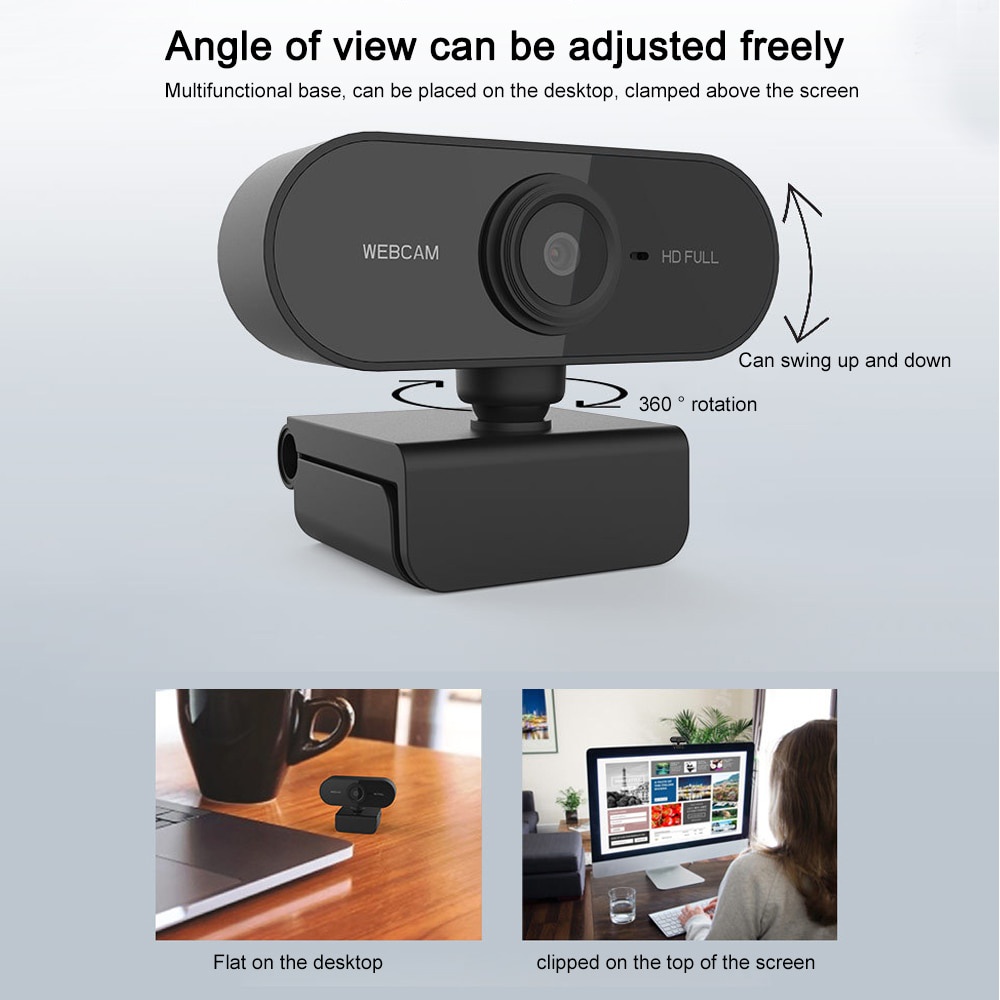 Webcam 1080p Full HD USB High Resolution Rotate 360 Derajat