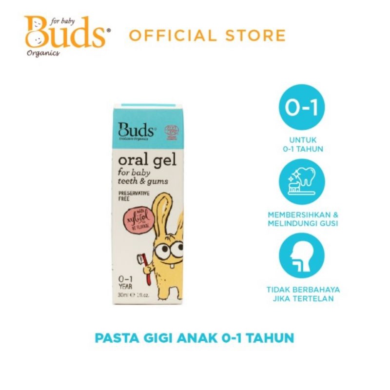 Buds Organics Oral Gel For Baby Tooth &amp; Gum Usia 0-1 Tahun/Pasta Gigi