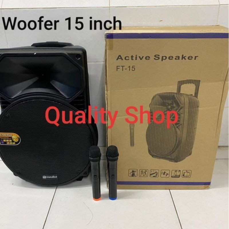 Speaker Portable Soundbest Ft15 / Targa 15m Original isi 2 mic Wireless BONUS STENDING