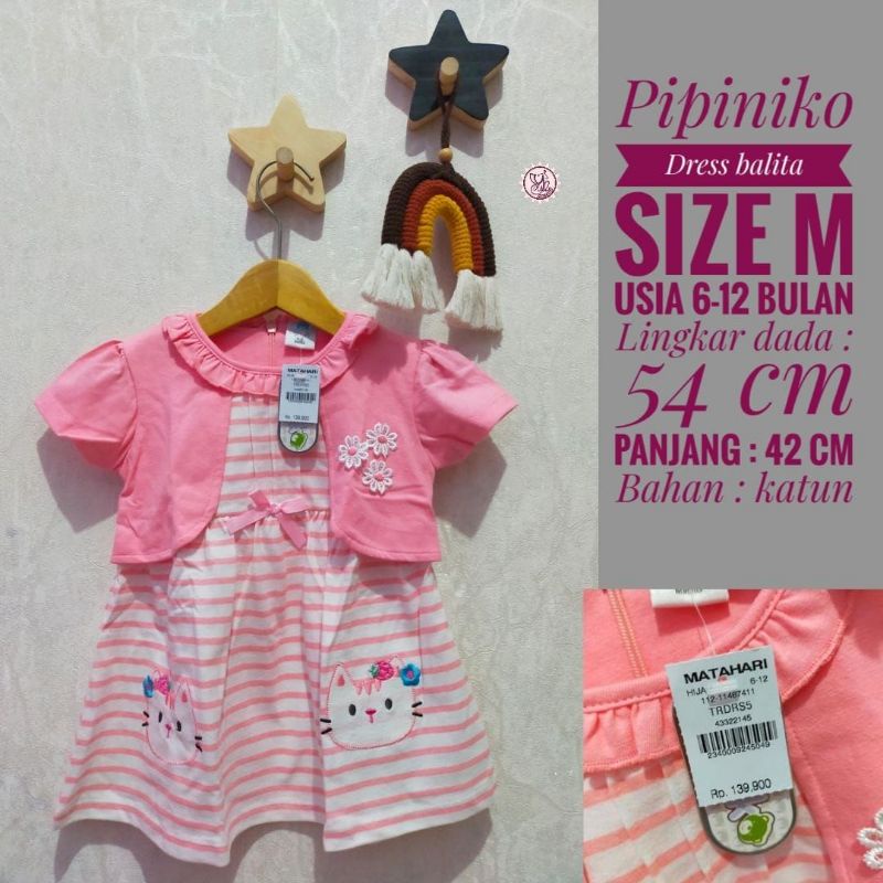 Dress bayi pipiniko usia 0-2 th branded matahari