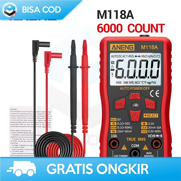 SMART MULTIMETER DIGITAL AVOMETER ANENG 65x25x120MM 6000 COUNT AC/DC