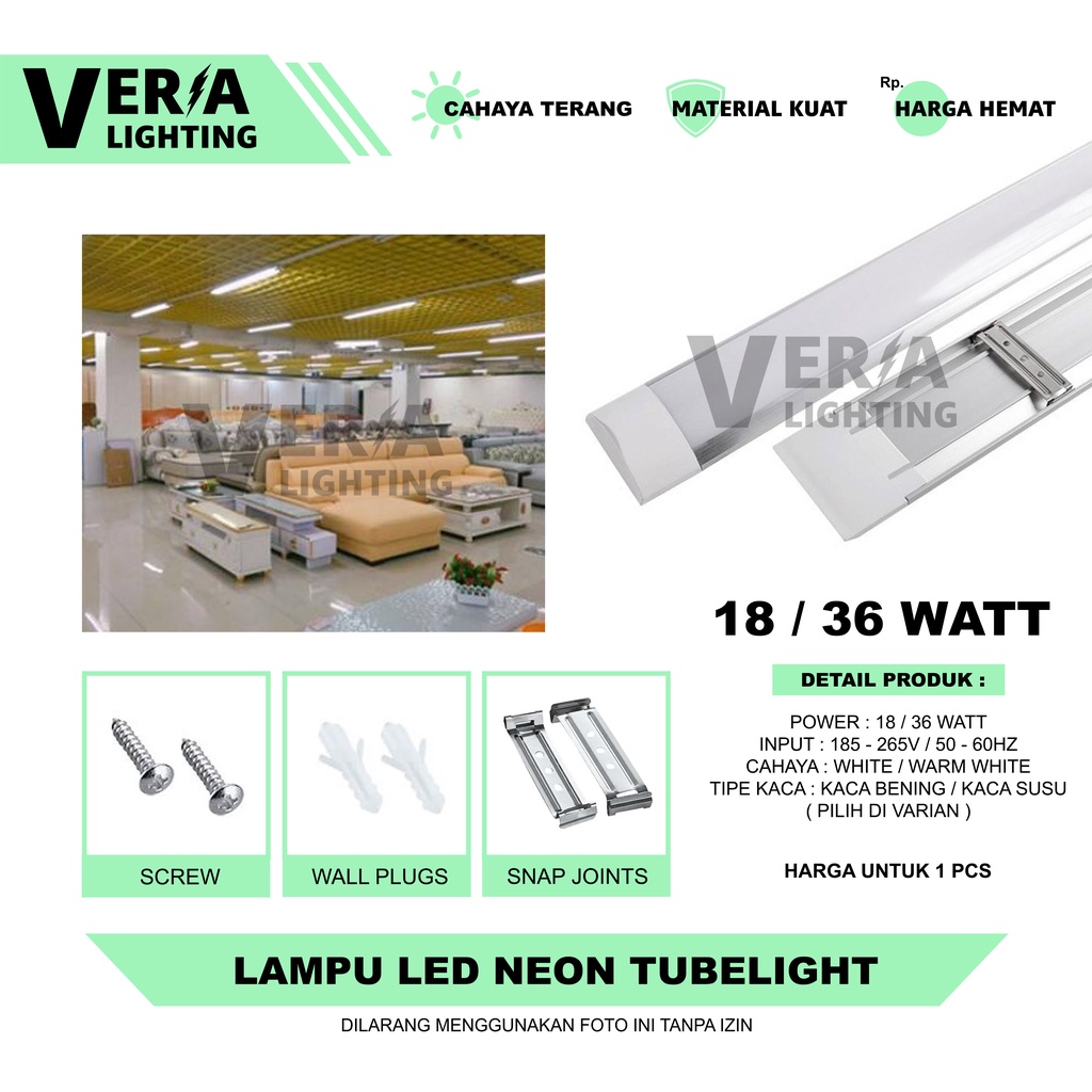 LED Neon 18 Watt 36 Watt Pengganti Lampu TL Kap RM Good Quality