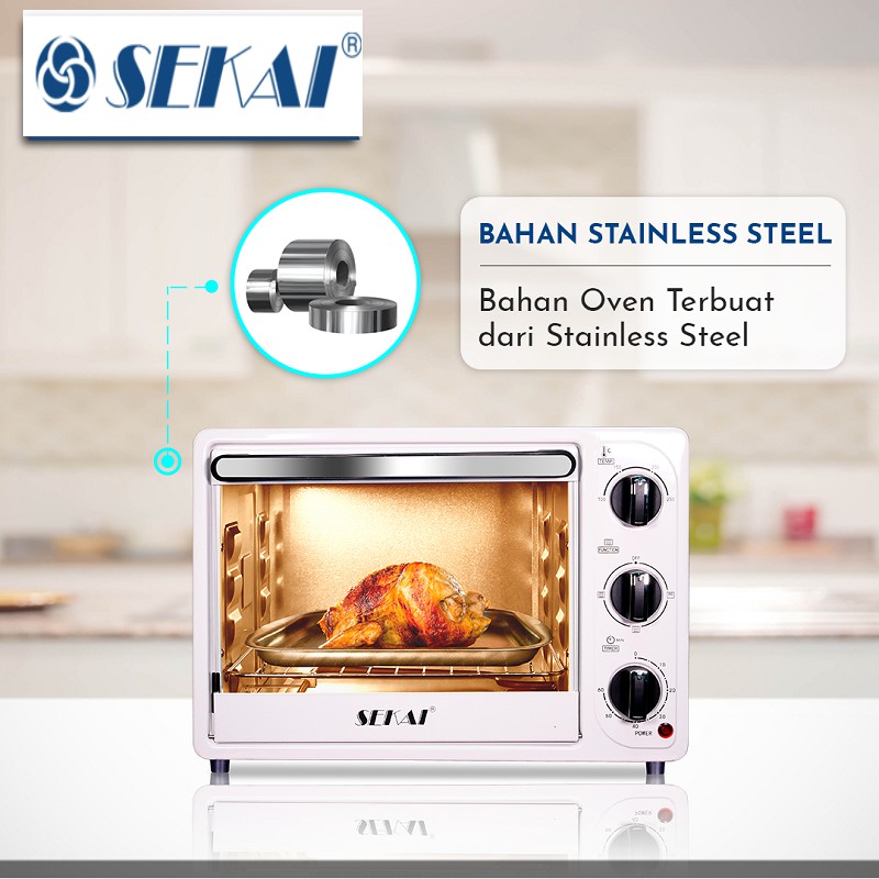 SEKAI Oven Listrik Low Watt Kapasitas 21L UkL / 18L UkD Pemanggang Makanan Serbaguna - OV 180