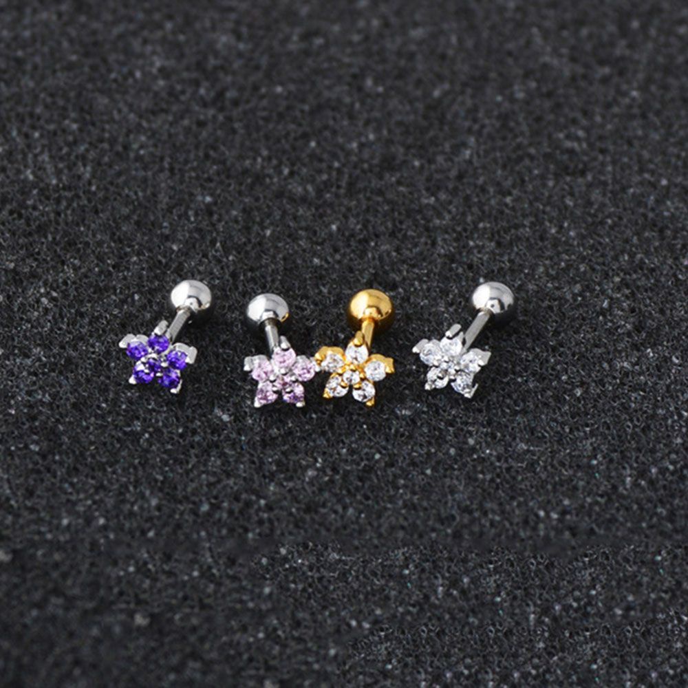 Needway  Anti-allergic Ear Studs Fashion Tragus Earrings Cartilage Earrings Stainless Steel Tragus Jewelry Earring Zircon Stud Earrings