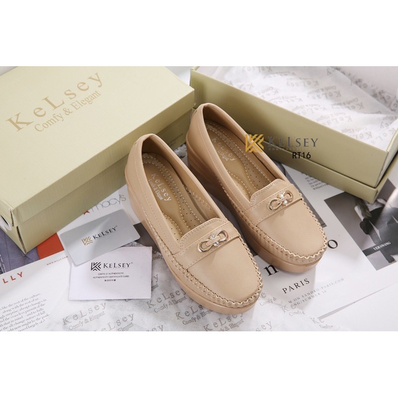 Kelsey Sepatu Wedges Wanita Sepatu Kerja Kulit Wesges 6,5cm RT16