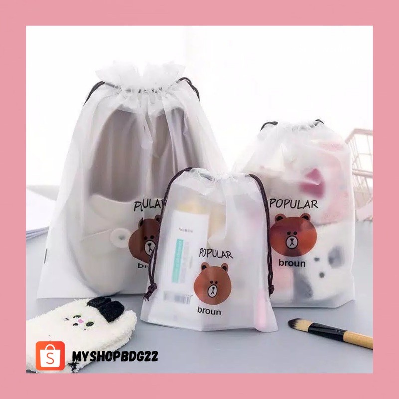 Pouch Travel Organizer Tas Serut Kecil Wadah Bag Kosmetik Transparan  Anti Air By Myshopbdg22