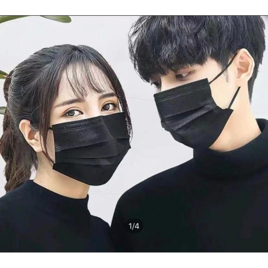 MASKER 3 PLY HITAM ISI 50PCS