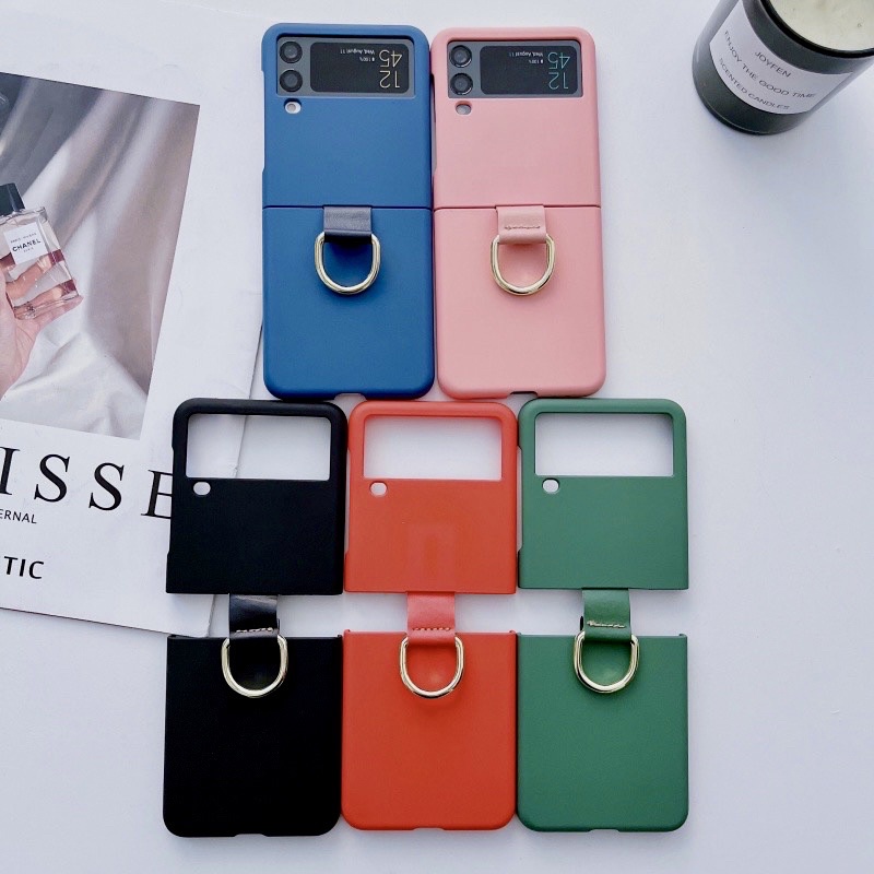 Casing Flip Case Samsung Galaxy Z Flip 3 4 Lipat Matte Shockproof Dengan Ring Holder