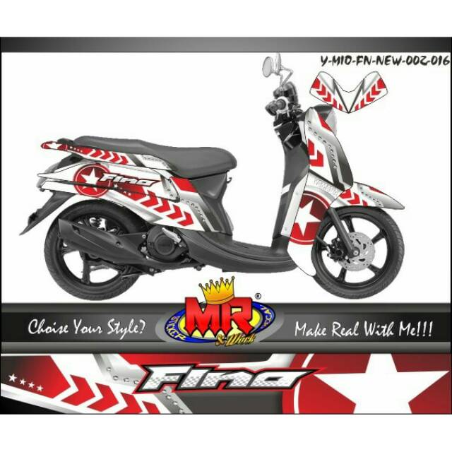 Decal Dekal Mio Fino 125 Fi Putih Merah Stiker Sticker Desain Keren Suka Suka 02 Spec A