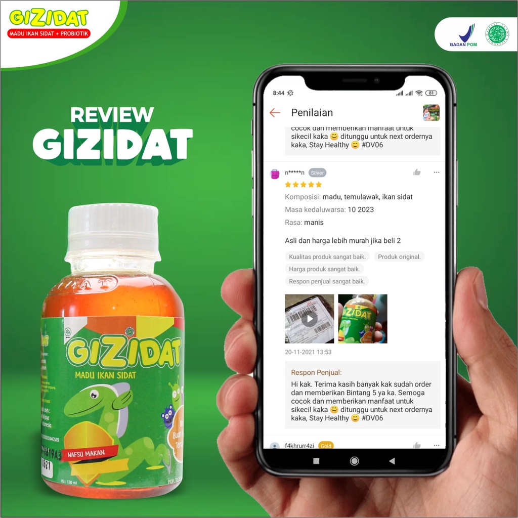 Paket Berat Badan 3 Botol Gizidat - Madu Penambah Nafsu Makan Anak Tumbuh Cerdas Ekstrak Ikan Sidat Naikkan Berat Badan Lancarkan Pencernaan &amp; Tingkatkan Kecerdasan Otak Anak Isi 130ml