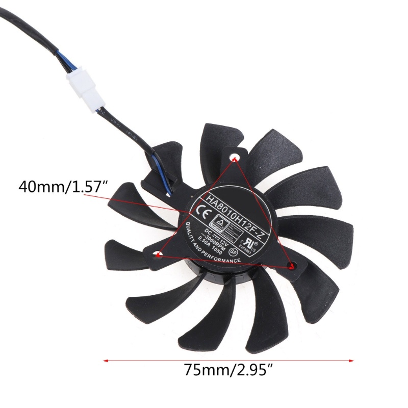 Bt 2PCS HA8010H12F-Z Kartu Grafis Pendingin VGA Fan 2Pin 12V 0.5A Untuk MSI GeForce