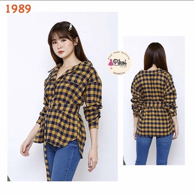 Kemeja flanel wanita / hem flanel cewek / kemeja plaid murah / kemeja kotak murah / kemeja ikat 1989